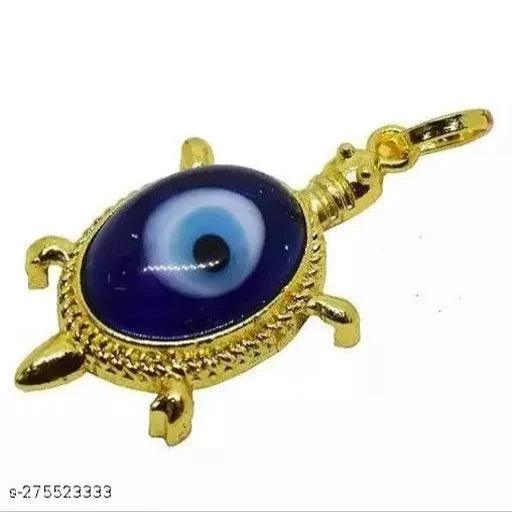 Evil Eye Blue Feng Shui Vastu Kachhuwa Tortoise Pendant Locket With golden chain - Springkart 