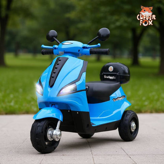 CLEVER FOX Kids Electric Scooter 3-Wheel Design Operated With Music, LED Lights, Charger Scooter Battery Operated Ride On  (Blue)