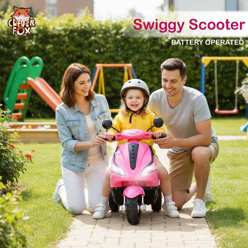 CLEVER FOX Kids Electric Scooter 3-Wheel Design Operated With Charger, Music, LED Lights Scooter Battery Operated Ride On  (Pink)