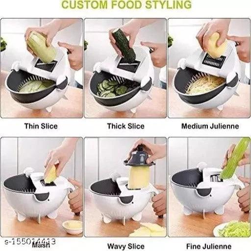 9 in 1 Multi-function Magic Rotate Vegetable Cutter with Drain Basket Large Capacity - Springkart 