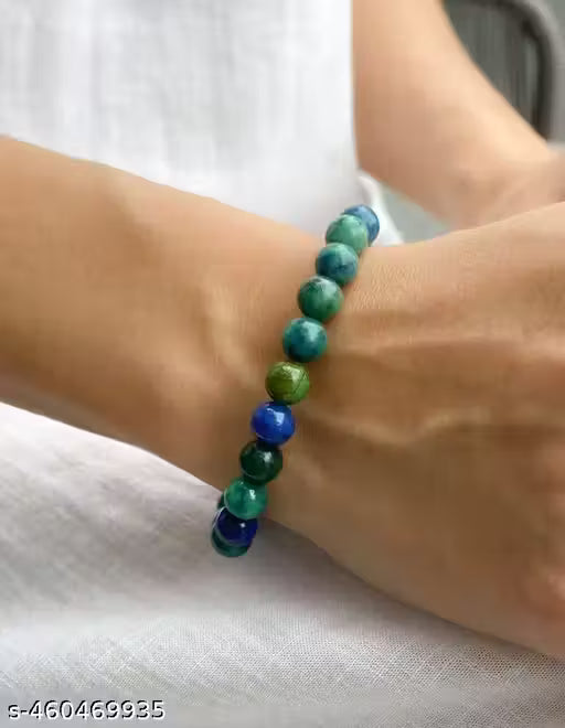 Azurite Stone Bracelet Natural Gemstone Bracelet for Men & Women, Color Blue, Bead Size 8 MM