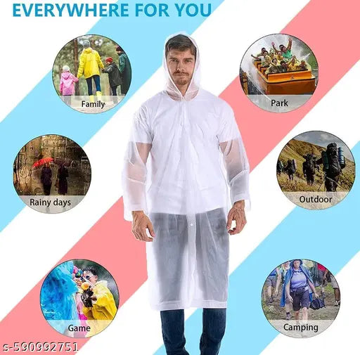 Unisex Waterproof Raincoat with Hood for Men & Women | Lightweight, Reusable, & Portable Long Rainwear Jacket | Emergency Rain Poncho for Travel, Hiking, and Outdoor Use.