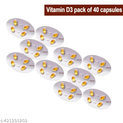 Vitamin D3 (60000 IU), For One-A-Week For Strong Bones, Immunity and Muscle (40 Caps) - Springkart 