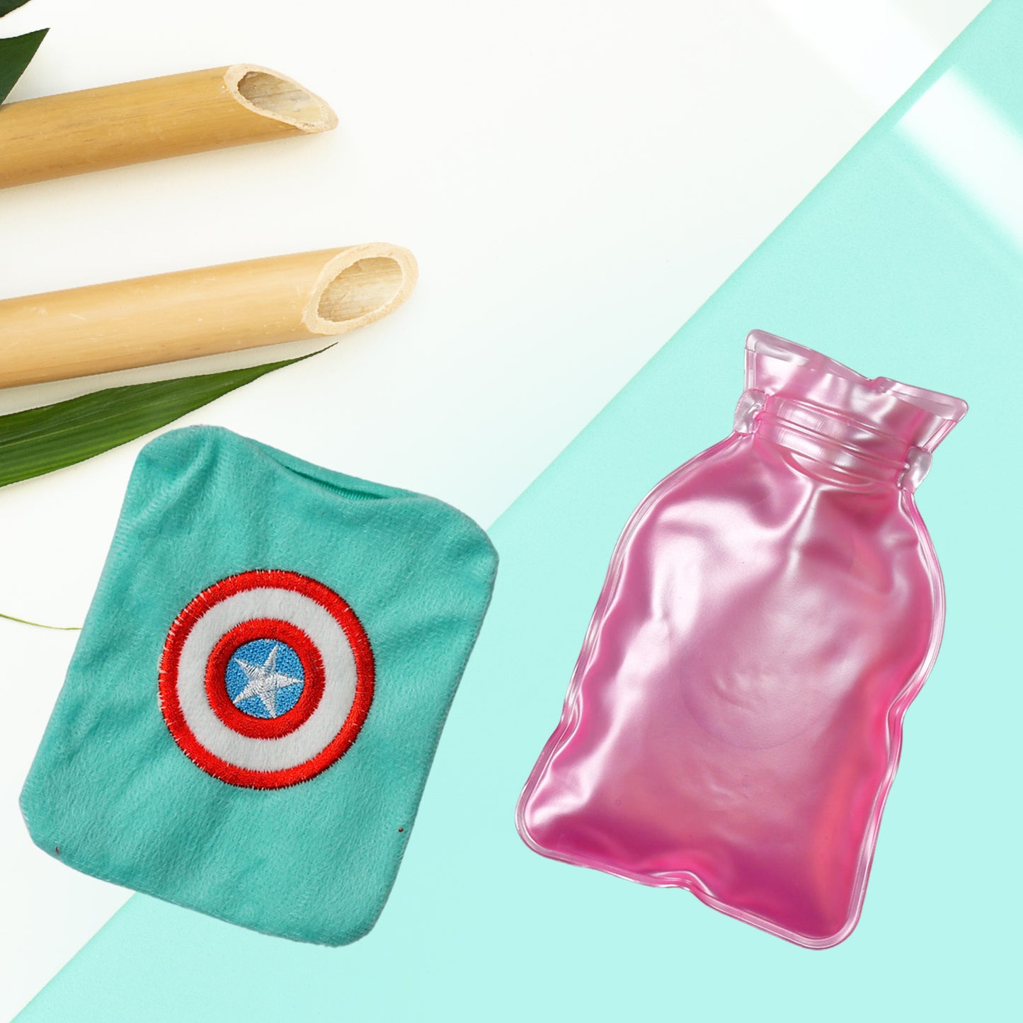 6517 Captain Americas Shield Small Hot Water Bag With Cover For Pain Relief Neck Shoulder Pain And Hand Feet Warmer Menstrual Cramps. - Springkart 