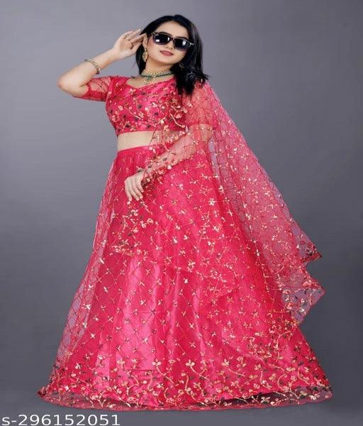 Stylish Designer Thread Lehenga With Heavy & Fancy Sequence Work With Worked Blouse(Unsttiched) DDRS - Springkart 