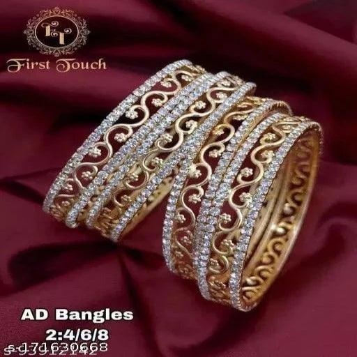 Jewwel Delicated Bangle Set with High Gold Polished Bracelet & Bangles - Springkart 