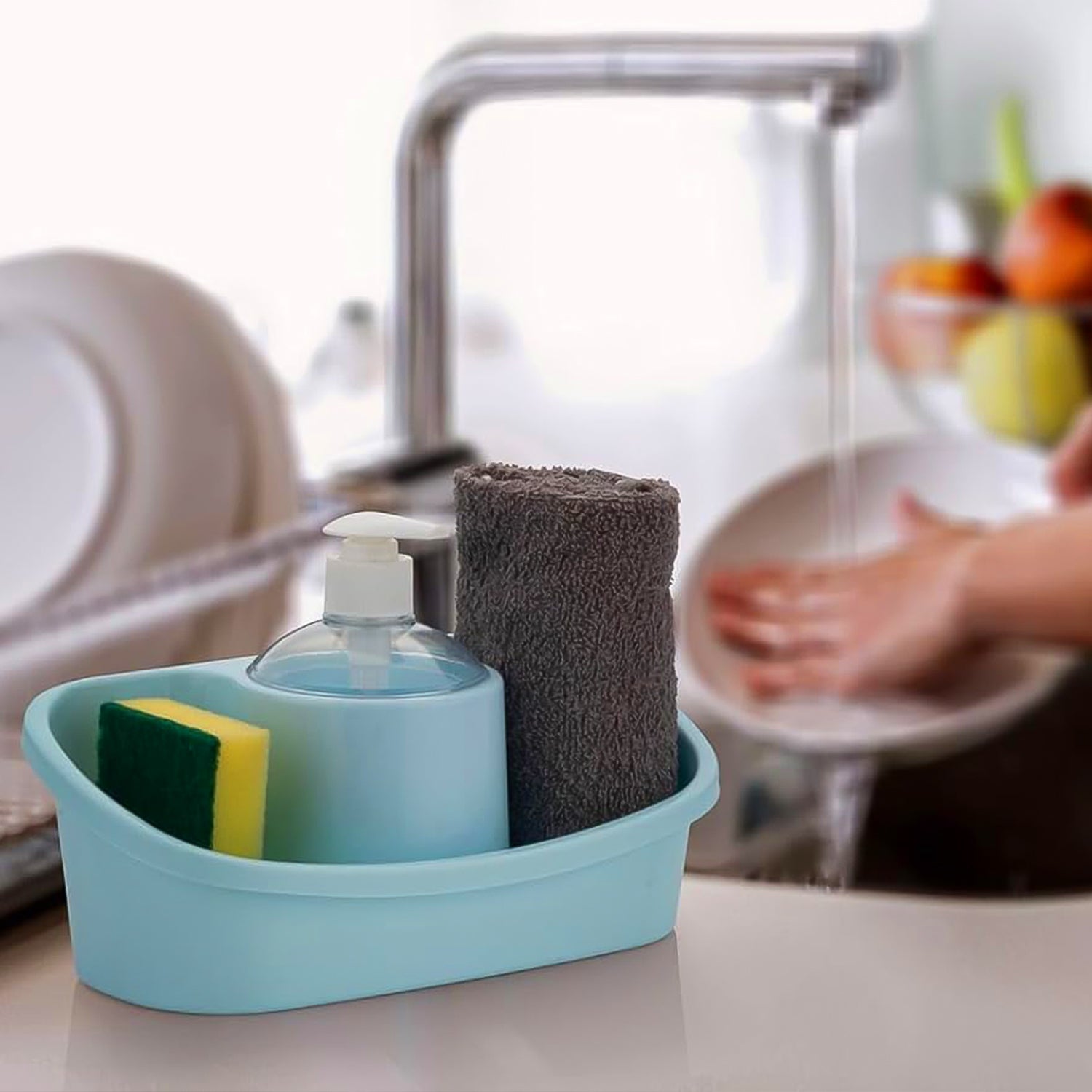 3 In 1 Hand Wash Liquid Soap Dispenser With Sponge Holder (1 Set) - Springkart 