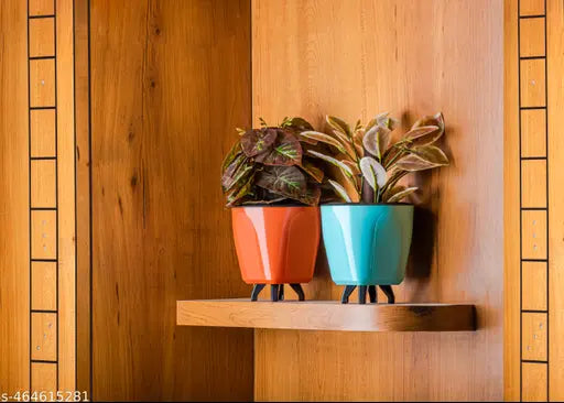 Stysol Plant Pots Indoor Plastic Flower Pots Indoor/Outdoor 5 Inch Set Of 5 Pack With Drainage Holes And Stand Saucers For Garden Pots - 5Pcs, Multicolour