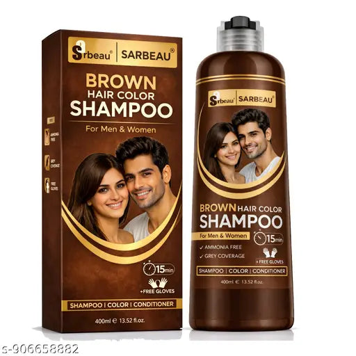 Sarbeau Brown Hair Color Shampoo 400ml | Ammonia Free | Grey Coverage ,  Brown