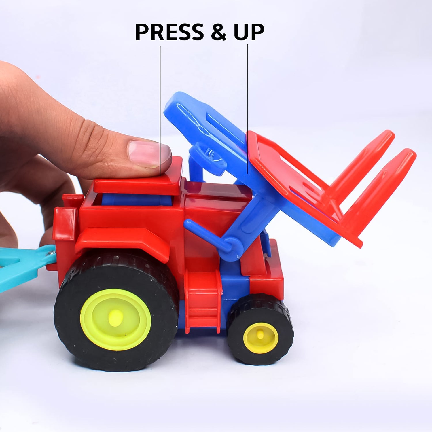 Plastic Tractor Toy Friction Powered Tractor With Bricks Trolley (1 Pc) - Springkart 
