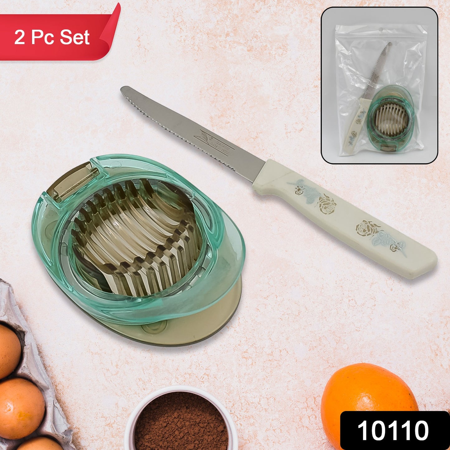 Stainless Steel Egg Slicer Knife (2 Pc Set) - Springkart 