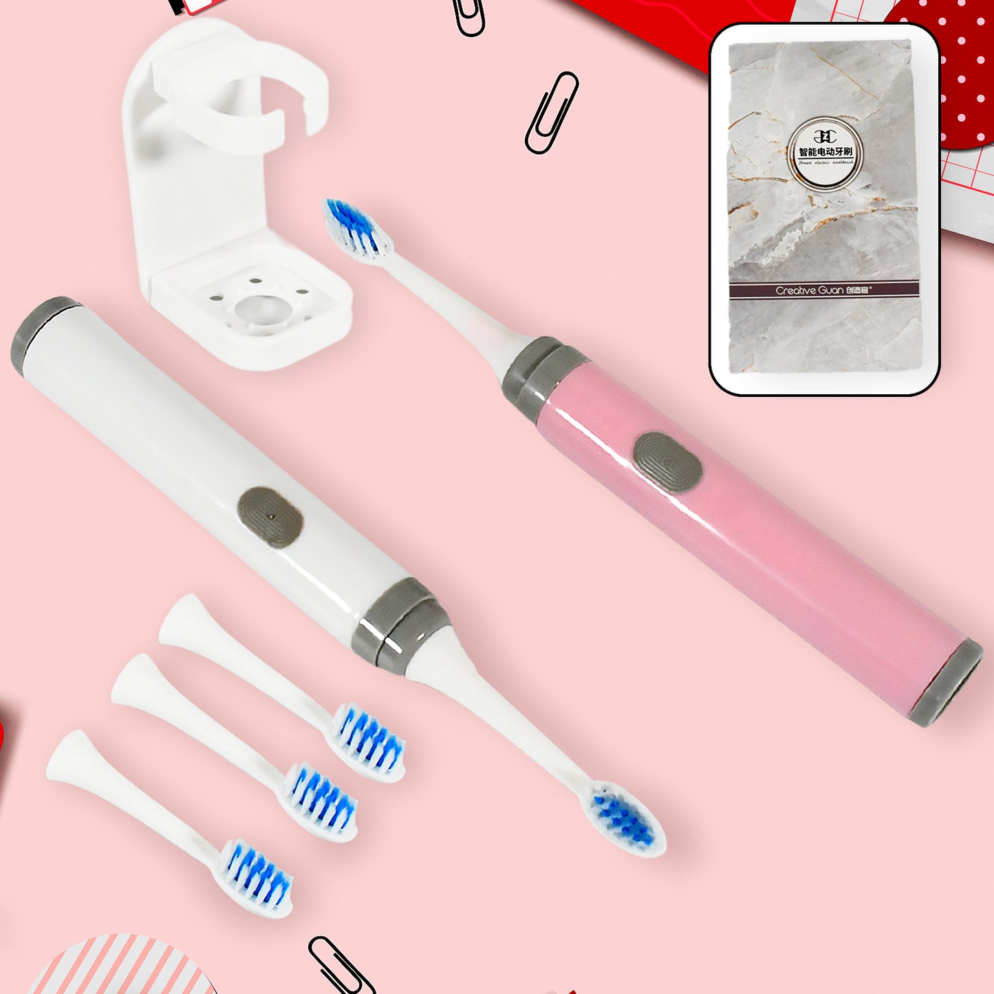 Adult Waterproof Electric Toothbrush Strong Sonic Charging With 4 Toothbrush Head And A Toothbrush Holder - Springkart 