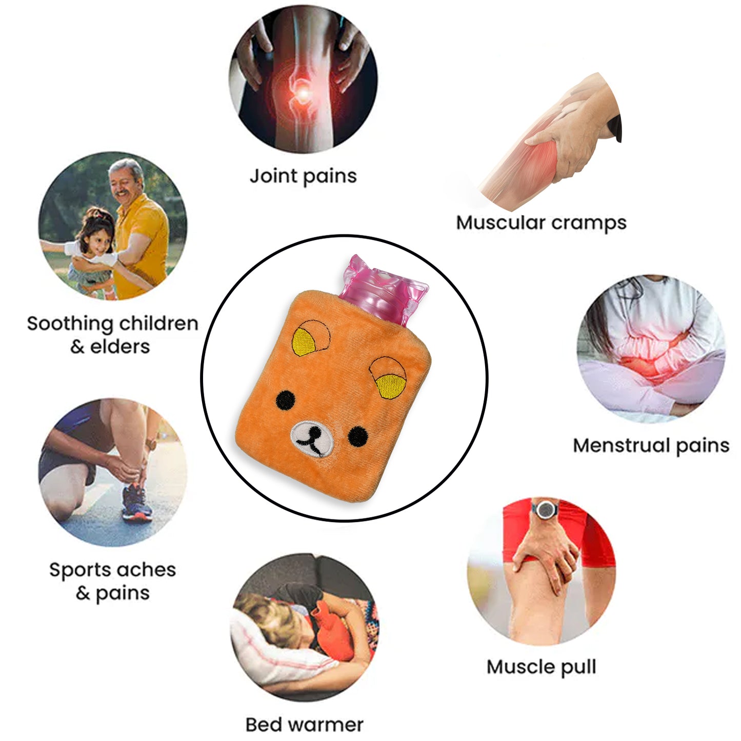 6503 Orange Panda Small Hot Water Bag With Cover For Pain Relief Neck Shoulder Pain And Hand Feet Warmer Menstrual Cramps. - Springkart 