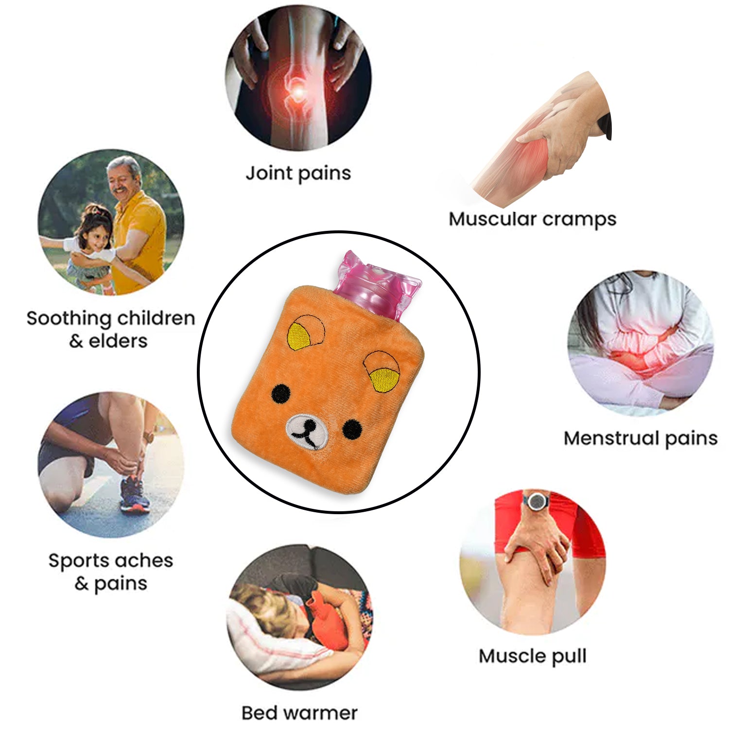 6503 Orange Panda Small Hot Water Bag With Cover For Pain Relief Neck Shoulder Pain And Hand Feet Warmer Menstrual Cramps. - Springkart 