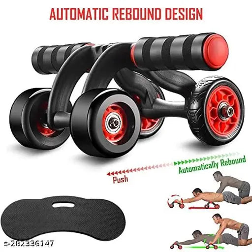 Automatic Rebound Design 4 Wheel Ab Roller with Knee Mat