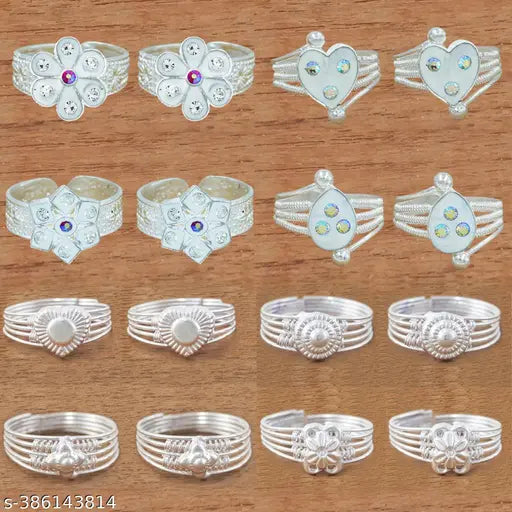 Stylish Adjustable Toe Ring For Women (8 Pair Combos)