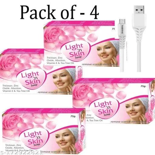 Light & Skin Whitining Soap For Remove Scar & Dark Spot + USB Cable Free 75gm x 4 - Springkart 