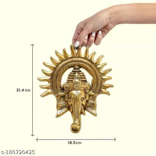 Ganesh Wall Hanging(Aluminium, Gold) Decorative - Springkart 