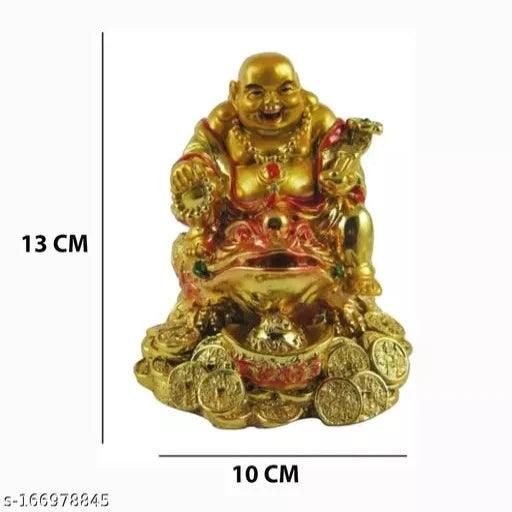 Saubhagya Global On Tortoise with Ingot Golden Laughing Buddha for Health, Wealth & Prosperity - Springkart 