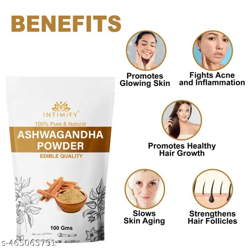 Ashwagandha Powder | Immunity Booster | Ashwagandha Powder Churna | Helps Enhance Strength, Stamina & Energy | Drink | Eating | Skin | Skin Brightening | Stress Relief  -  Pack of 3