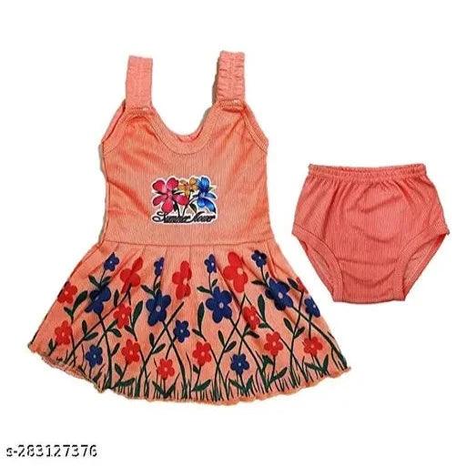 Baby Girl Cotton Frock and panties Dress for New Born Baby Multicolor Sleeveless Frocks (Pack of 5)