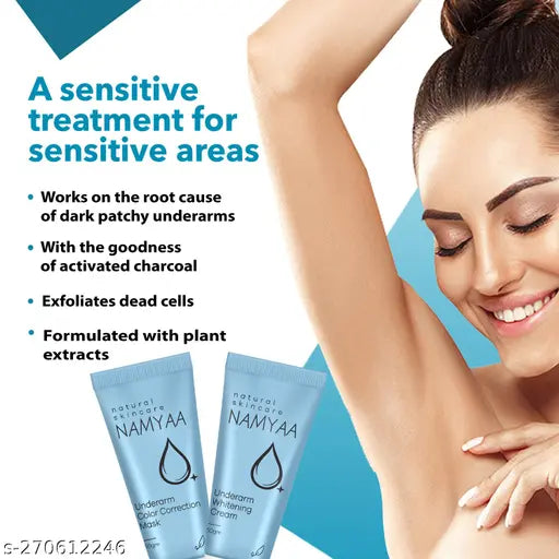 Namyaa Underarm Whitening Cream for Dark Underarm/Uneven Tone With Vitamin C and Charcoal Extracts 100g, Pack of 2