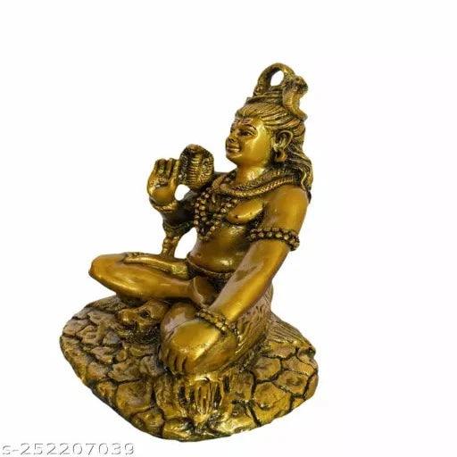 Lord Shiva Statue Idol for Pooja Room 18cm (Golden Colour) - Springkart 