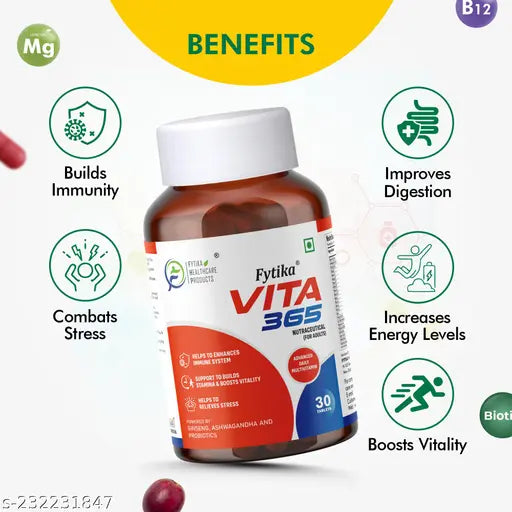 Vita 365 & 1000 Combo Pack | Multivitamin & 3 for men and women EPA 360mg + DHA 240mg(30 Tablets and 30 Capsules) - Springkart 