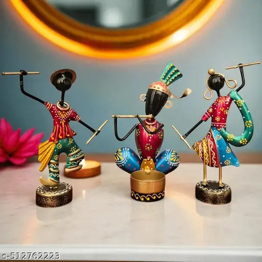 xquisite Handcrafted Metal Musician Figurines – 4x2x6.5 Inches | Vibrant Artistic Decor for Your Home