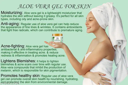 Pure Aloe vera Gel for Skin & Hair Increase Skin Brightening, & Strong Healthy Hair Growth (200ml each, pack of 3 ) - Springkart 