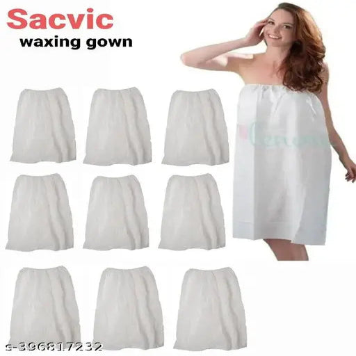 Parlour Body Massage Beauty Salon Spa Elastic Gown Wax Cutting Apron Sheet White Gown For Men and Women Set of 10 pc.