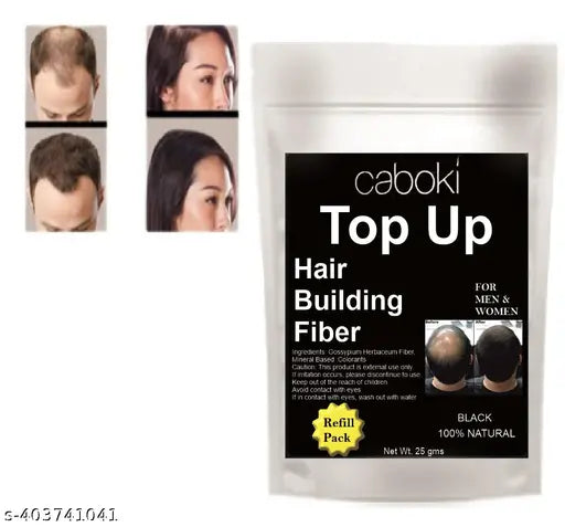 Natural Caboki Hair Fiber Buliding 25 gram Black (Refill Pack) Pack of 4 - Springkart 