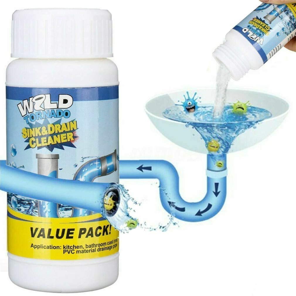 Powerful Sink and Drain Cleaner, Portable Powder Cleaning Tool Super Clog Remover Chemical Powder Agent for Kitchen Toilet Pipe Dredging (110 Gm) - Springkart 