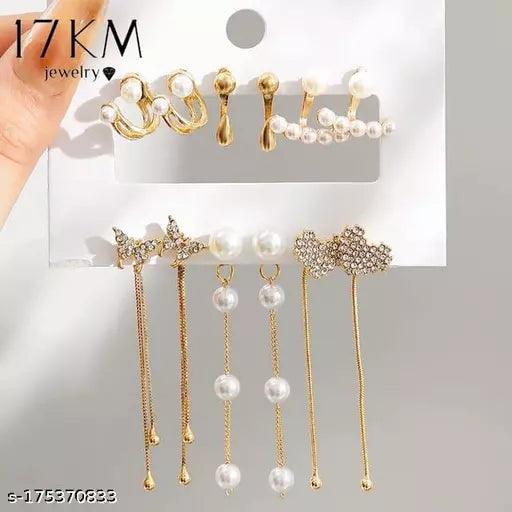 Yu Fashions Trending High Fashion Set of 6 Korean Earrings Pair - Springkart 