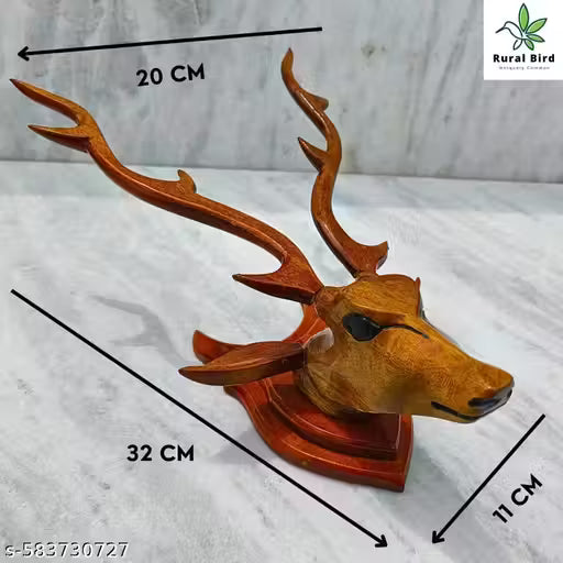 Rural Bird Deer Head Wall Hanging Decorative Showpiece Double Base Premium Quality