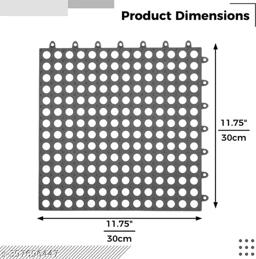 Interlocking Non Slip Drainage Tiles 12 x 12 Inch Soft PVC Waterproof Floor Mat Non Slip Rubber Bath Mat (White 4 + Grey 4)