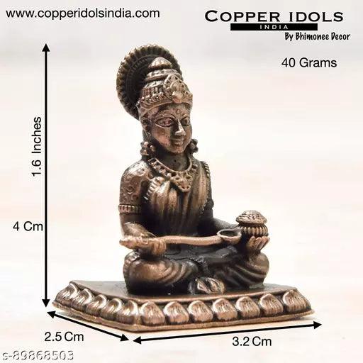 1.6 inches, Handmade Copper Annapurna Devi Idol, 40 Grams