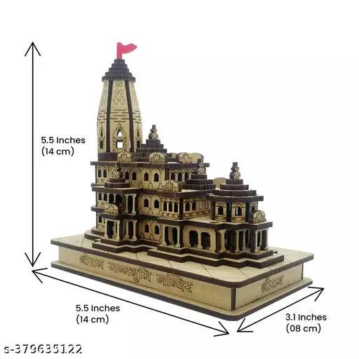 Shree Ram Janmbhoomi Wooden Temple, Ayodhya Decorative Showpiece - 14 cm (Wood, Multicolor) - Springkart 