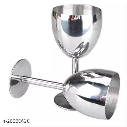 Set of 2 Stainless Steel Goblet (Wine) Glass - Springkart 