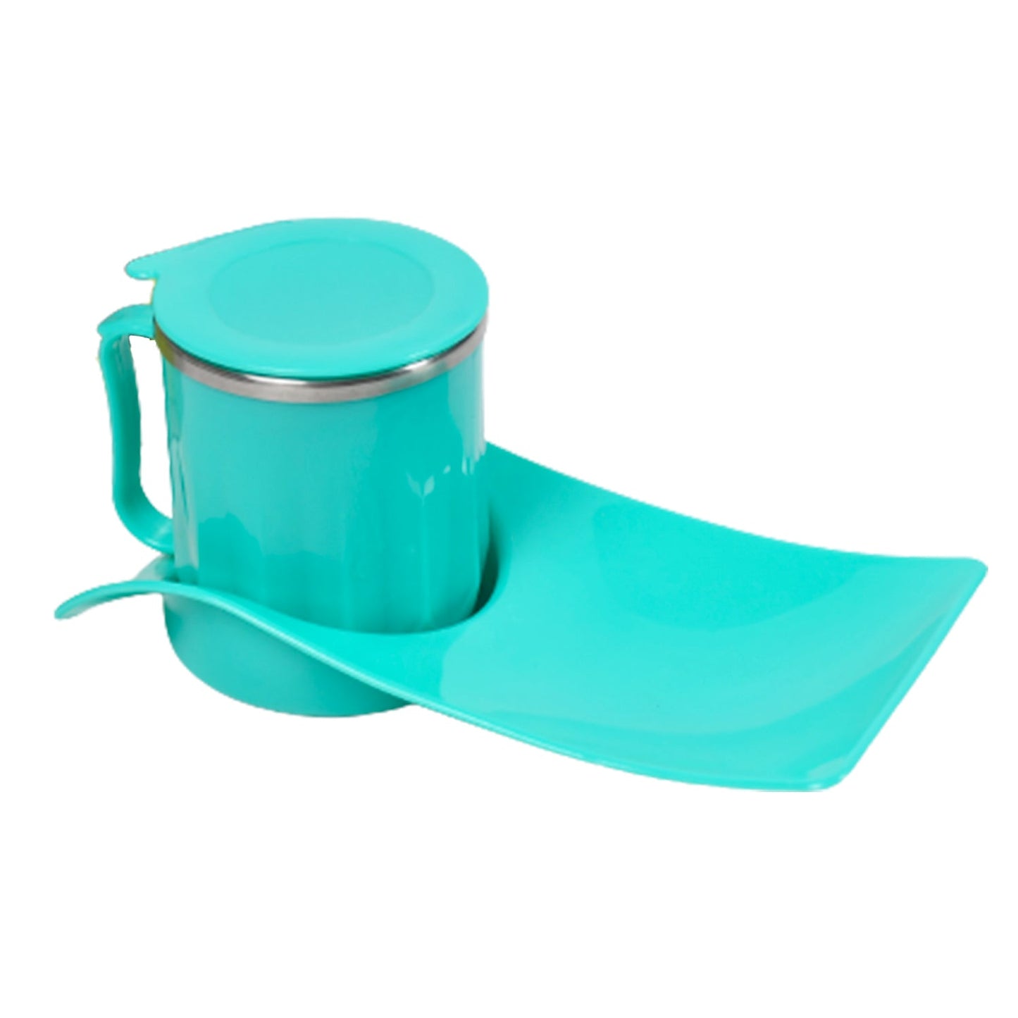 Snacks Tray & Inside Steel Cup 350ml Break Time Tray For Kids & Home Use - Springkart 