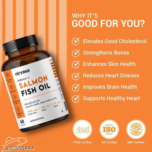 3 Salmon Fish Oil (1000mg) Capsules for Women & Men