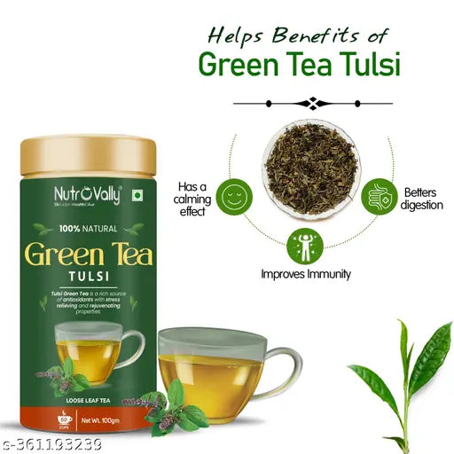 Tulsi Green Tea For Stress Relief Green Tea 100g+100g (Tin)