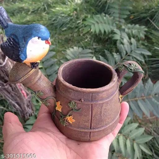 Cute Watering Can with Bird Handicraft Container Succulent Pots Flower