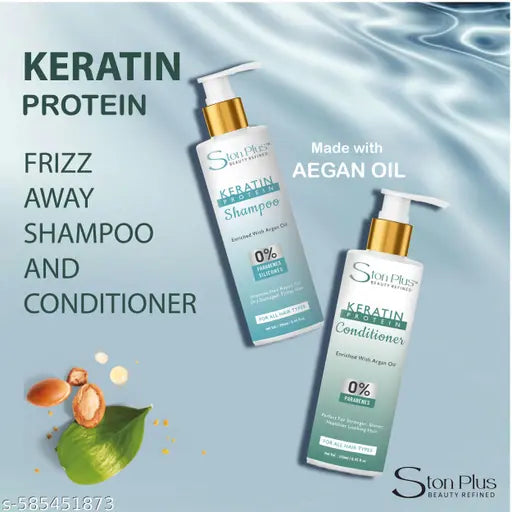 Ston plus beauty  Sulphate-Free Smoothening Shampoo & Hair Repair Conditioner  Combo | 500ml Each | For Dry, Damaged, Frizzy Hair | Deep Nourishment