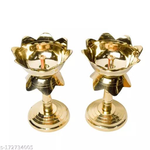 Festive Diyas KAMAL STAND -pack of 2  Pure Brass 99.9%.