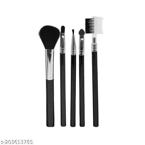 Women's & Girl's 5 Pcs Black Makeup Brushes for Makeup - (Set of 5) - Springkart 