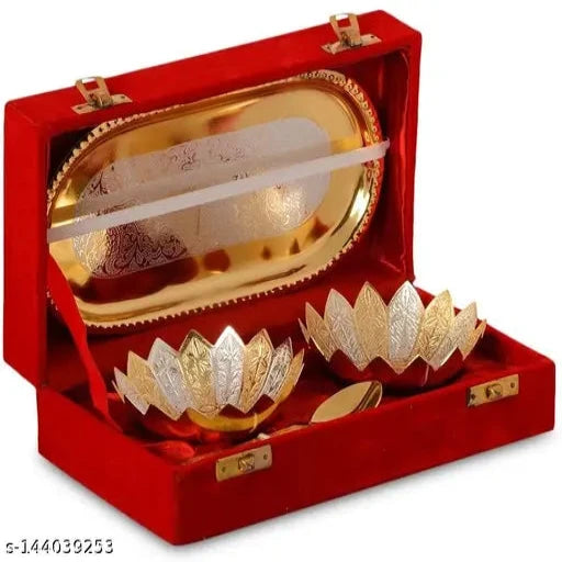 GOLD PLATED FLORAL SHAPE BOWL SET Diwali GIFT!!!