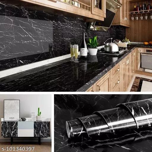 Black Granite Wallpaper Marble Counter Top Film Vinyl Self Adhesive Peel-Stick Wallpaper 60 * 200 cm - Springkart 