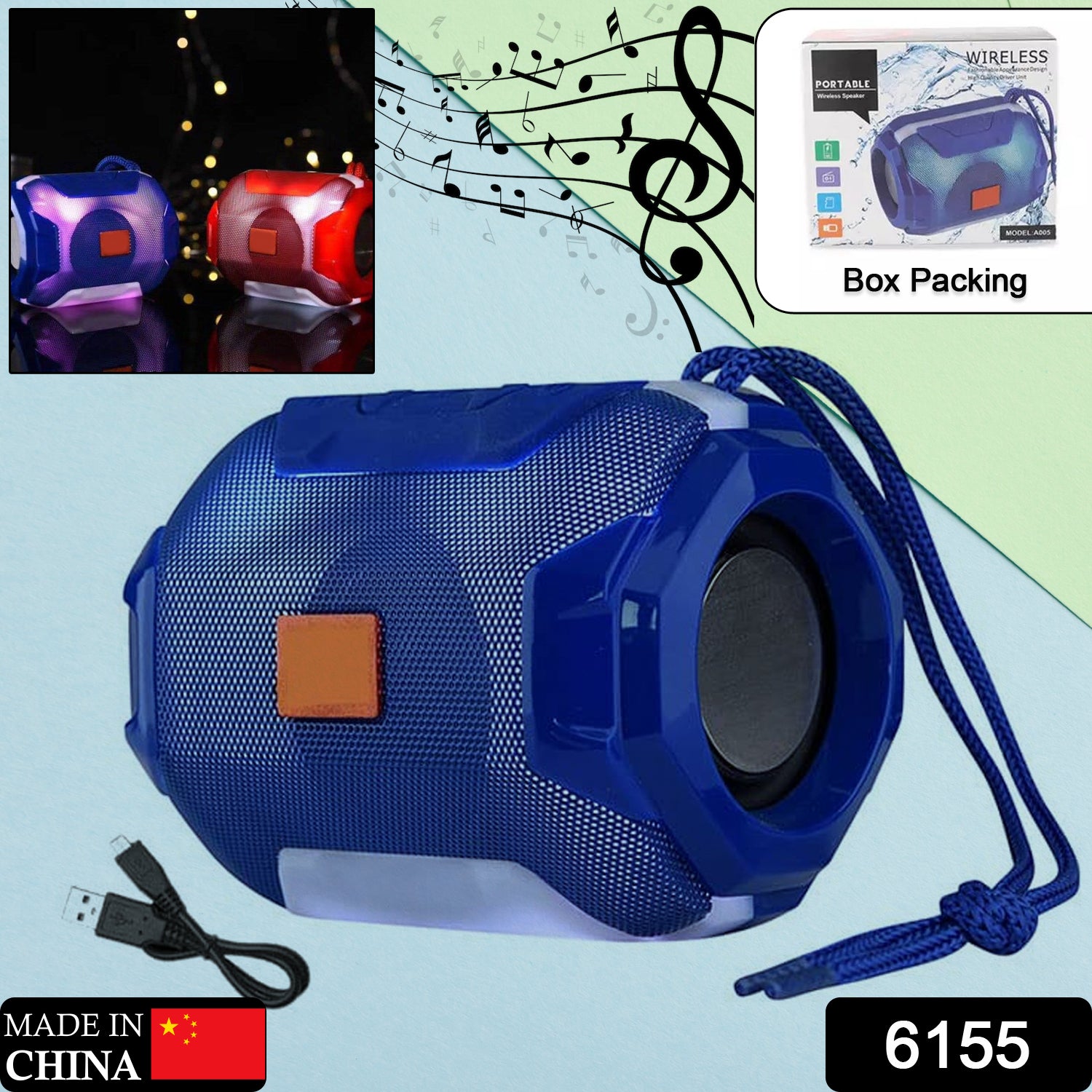 6155 Wireless Rechargeable Portable Premium Dj Bass Multimedia Speaker - Springkart 