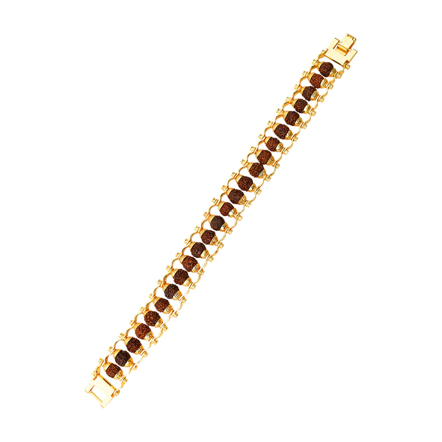 Rudraksha Rakhi For Brother Golden Modern Rudraksha Bracelet Rakhi (1 Pc) - Springkart 